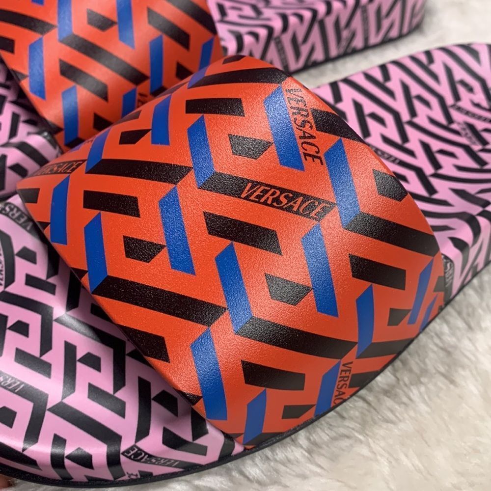 Versace La Greca Multicolored Slides - image 6